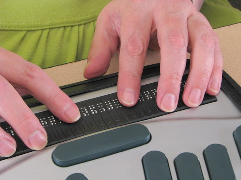 Braille reader closeup