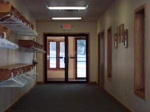 Coat racks in hallway