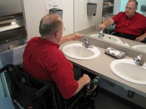 Wheelchair at sink